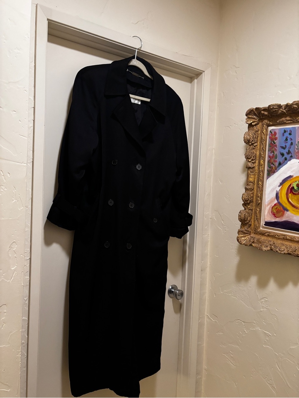 Classic Black Double-Breasted Long Dress/ Trench Coat